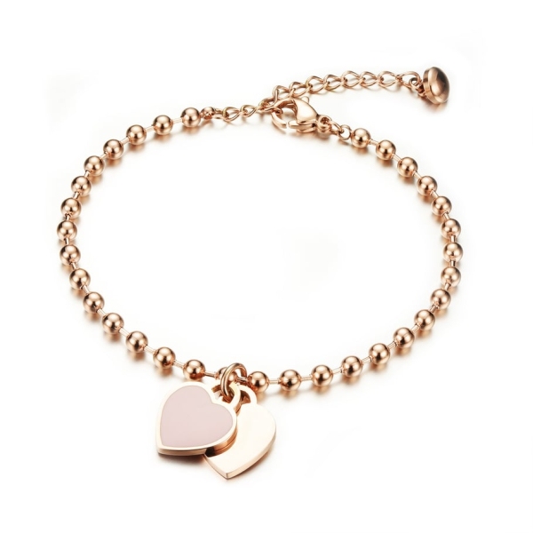 Simple Heart Edelstahl Damen-Perlenarmbander