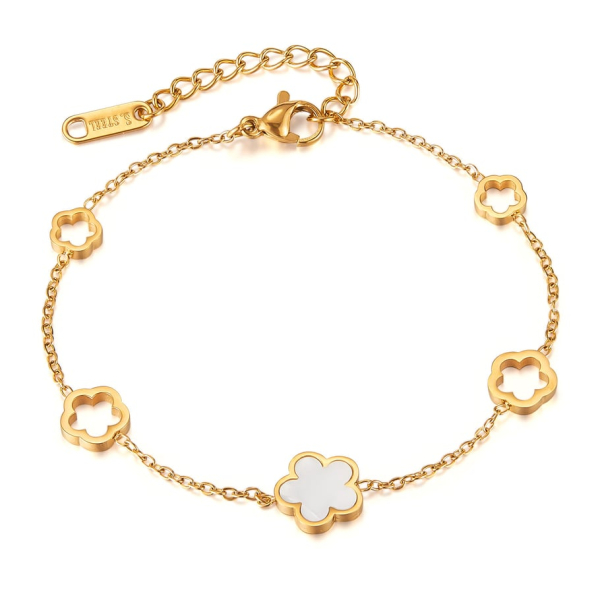 Blume Edelstahl Gold Farbe Charm Armbänder