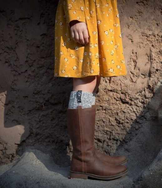 SOXS.CO graue Woll Socken Knielang, Scharzers Pferd Gr.37-41