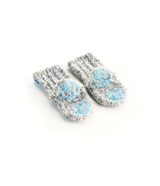 SOXS.CO Baby, anti rutsch, graue Wolle, little blue, Gr.19-28