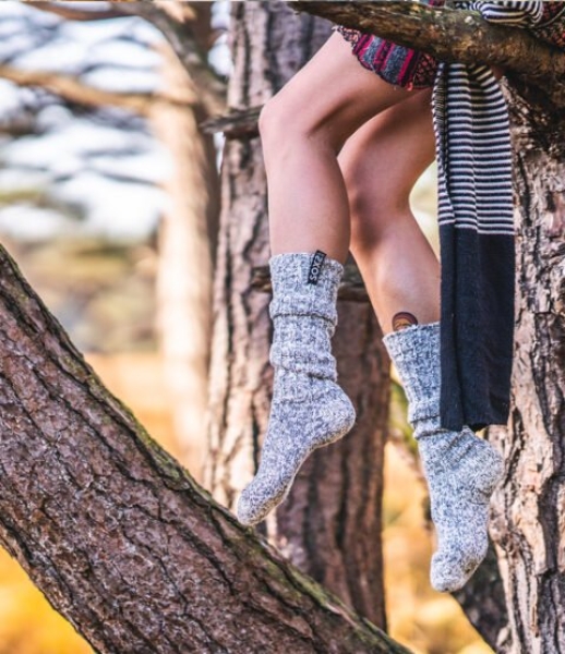 SOXS.CO graue Woll Socken Knielang, Scharzers Pferd Gr.37-41