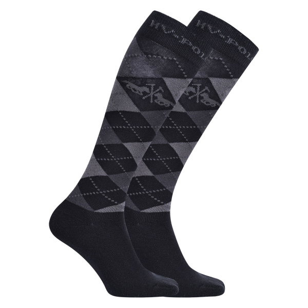 HV POLO Socken Argyle, Schwarz/Hellgrau Gr.39-42