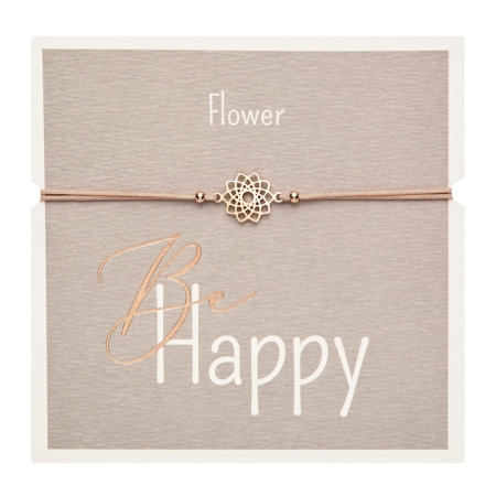 Armband - "Be Happy" - rosévergoldet - Blume